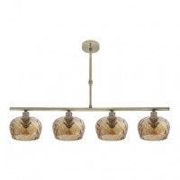 Distribuidor - Lâmpadas Diversas | Lâmpadas Modernas | LAMPARA ESTELA 4XE14 CUERO REGX75X13 CM C/TULIPAS CRISTAL TALLADO AMBAR Ref: 196854014